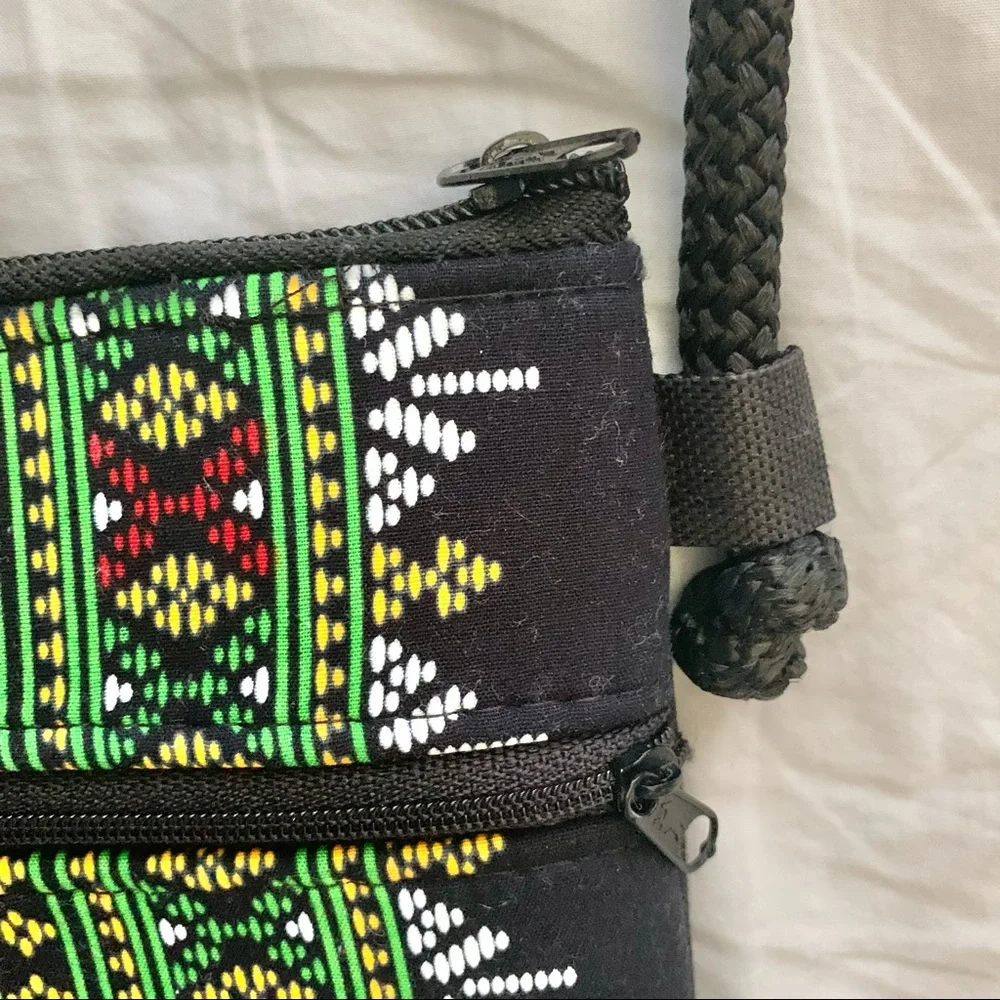 Crossbody bag with colorful vibrant ethnic print